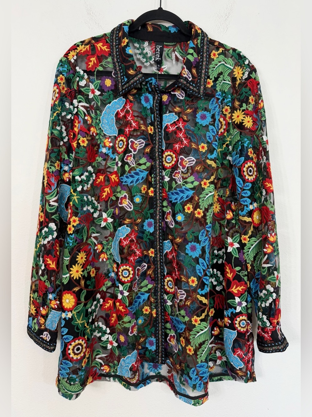 NWT Berek Inez Multicolor Lace Easy Shirt Embroidered Mesh Size 1X